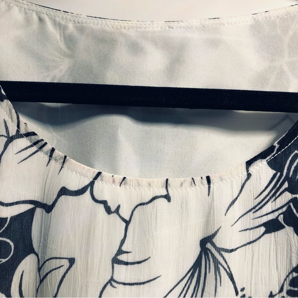 Plus Size XL ProHand Made Floral Garden Black/White Swing Shift Dress Lined - Picture 7 of 9